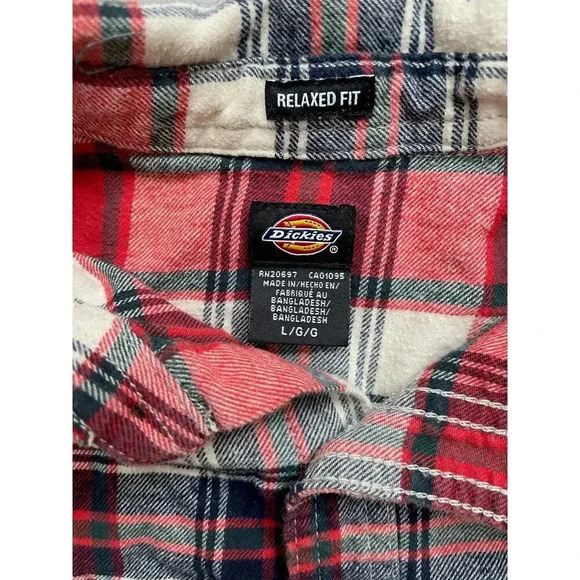 Dickies Men's Plaid Long Sleeve Button Down Flannel Shirt Relaxed Fit Sz L - Picture 6 of 8